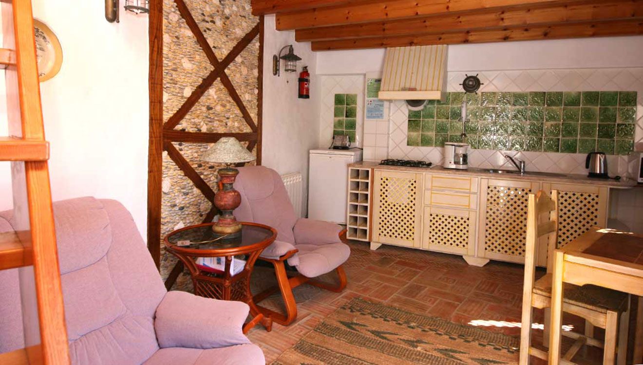 living room and kitchenette